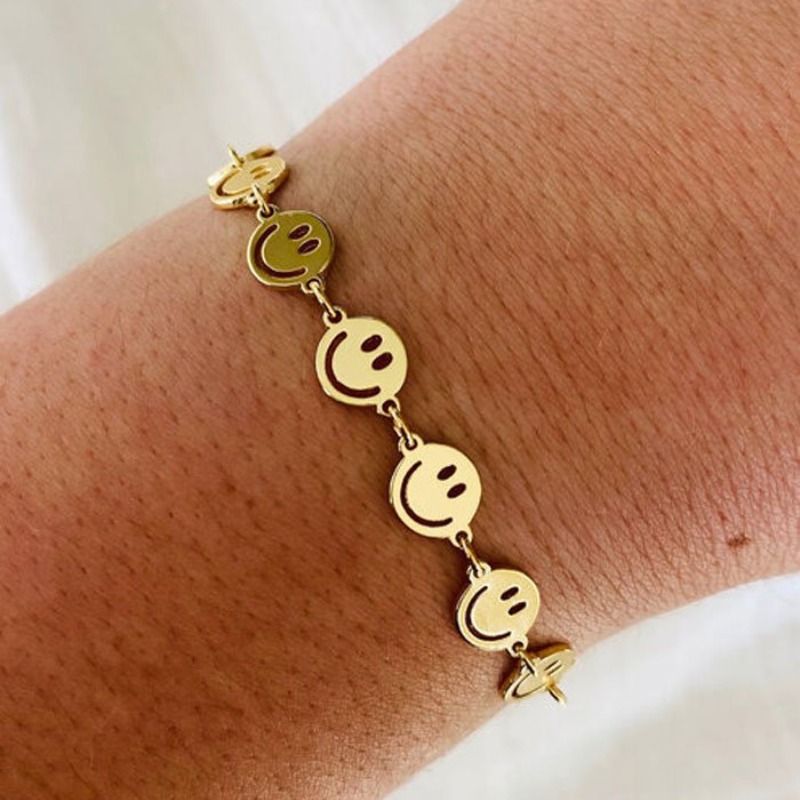 S925 Silver Smiley Face Bracelet for Women, Korean Style Retro Fashion  Double Layer Round Bead Bracelet Creative Jewelry Accessory in 2023