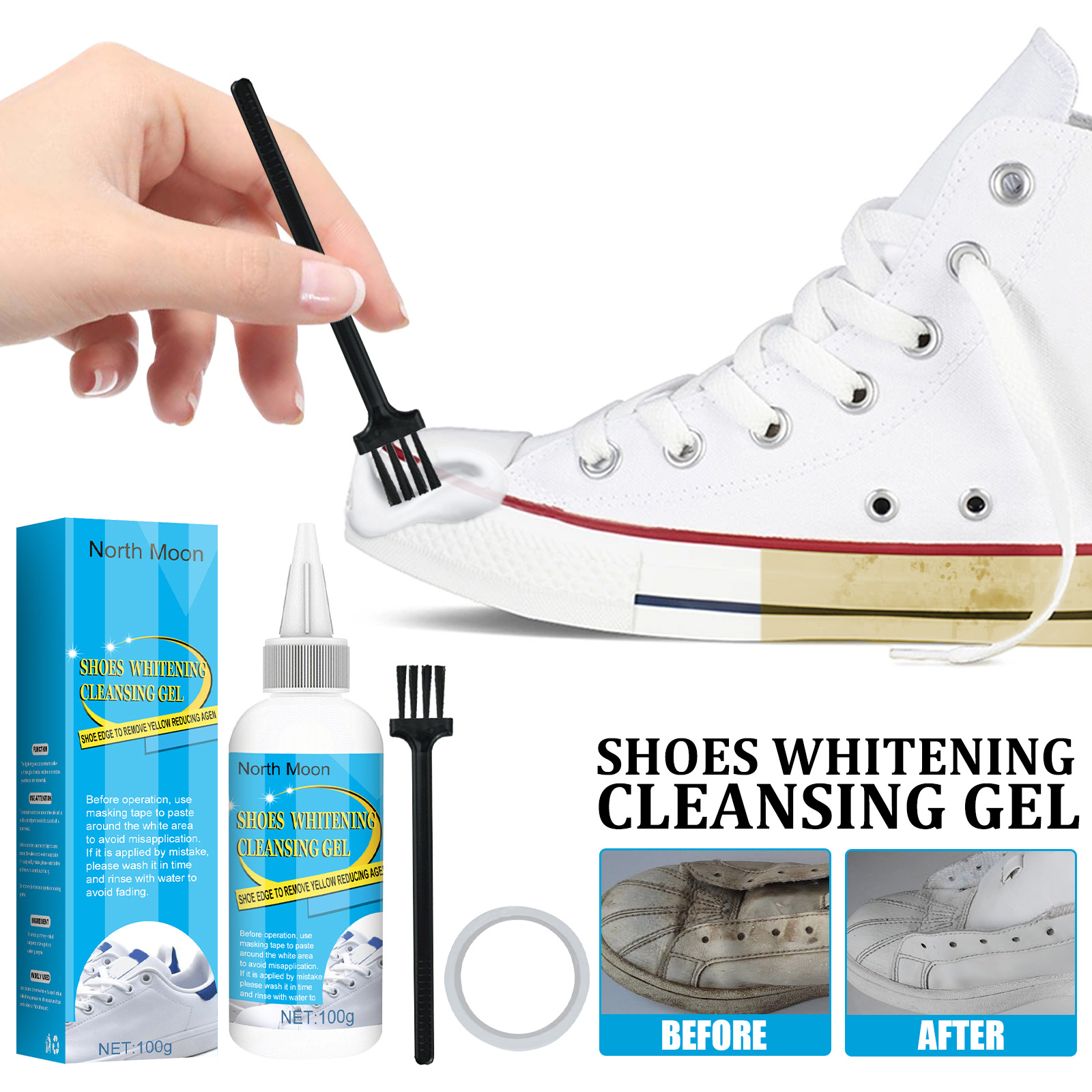 100g Small White Shoe Cleaning Cream Decontamination Disposable Sports  Shoes Whitening And Yellowing Shoe Washing Cleaner Multi-functional  Cleaning Br