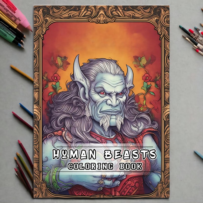 Thickened 25 Pages Human Beast Theme Coloring Book Adult - Temu
