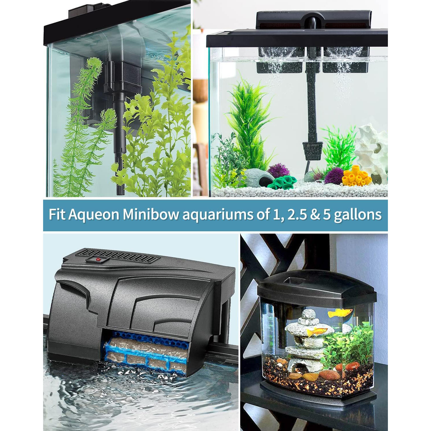 FUMAK - Filtro de acuario para pecera, filtro de limpieza de agua verde con  temporizador, modo dual (aireación/lluvia) para acuarios de 40 a 120