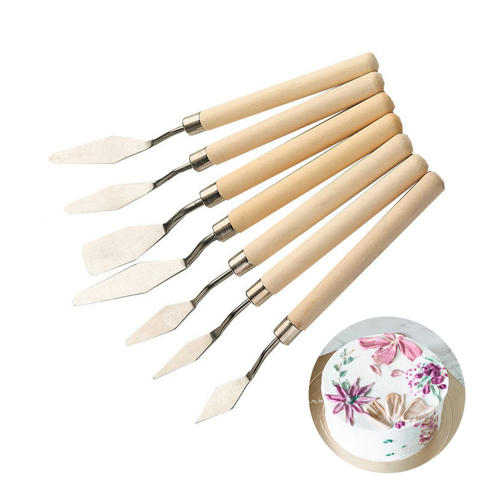 7pcs/set Couteau à palette à gâteau pour la cuisson Mini spatule à huile  Art Outils en argile petits pour la décoration / Design Poignée en plastique  en bois - Temu Belgium