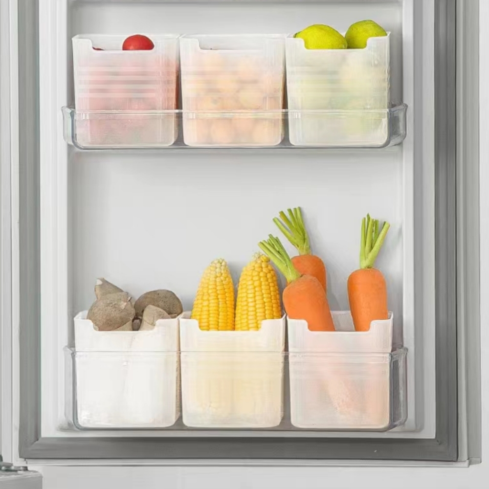 2pcs Fridge Storage Box Side Door Plastic Kitchen Vegetable Fruit Egg Snack  Organizer Container For Food Fresh-keeping