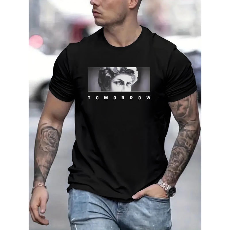 

Novelty Sculpture's Eyes Pattern Men's T-shirt For Summer Outdoor, Casual Male Top