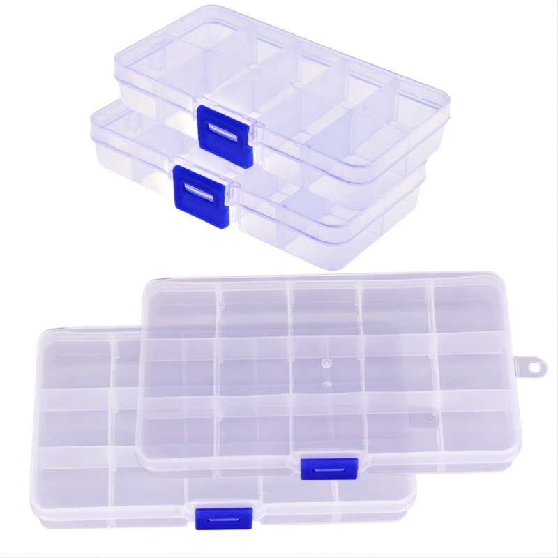 12pcs Plastic Bead Containers Adjustable Dividers Box 24 Compartments About  5.5x7.8x1.57in, Shop Now For Limited-time Deals