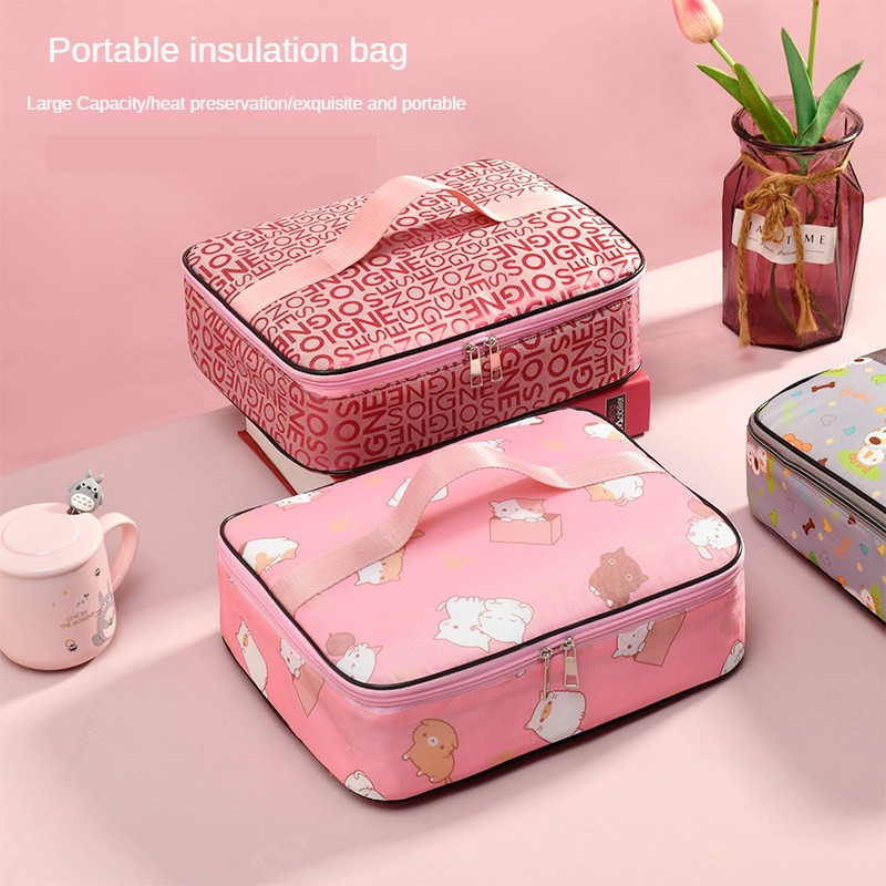 1pc Portable Large Capacity Insulated Lunch Bag For Travel