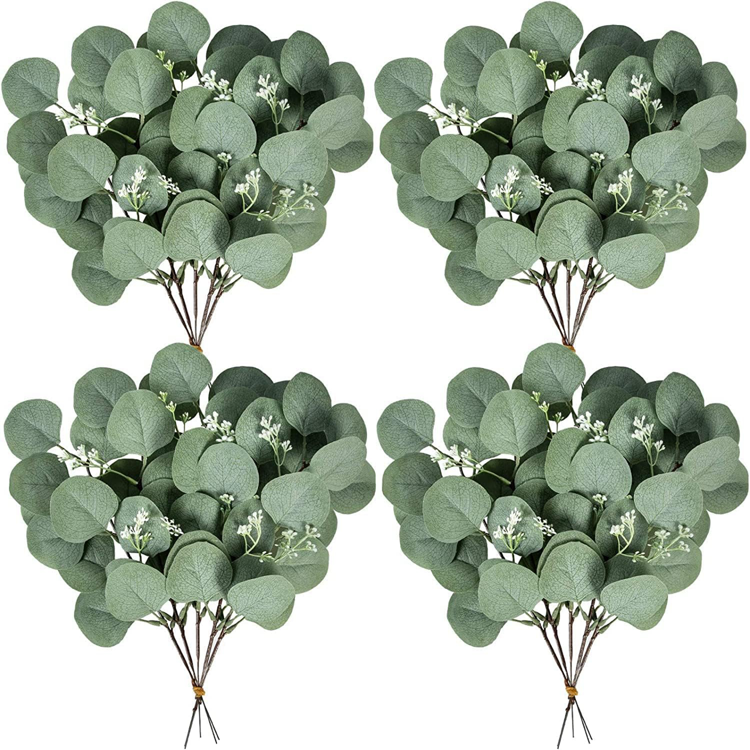 Fake Eucalyptus Leaves Stems Silvery Dollar Artificial - Temu