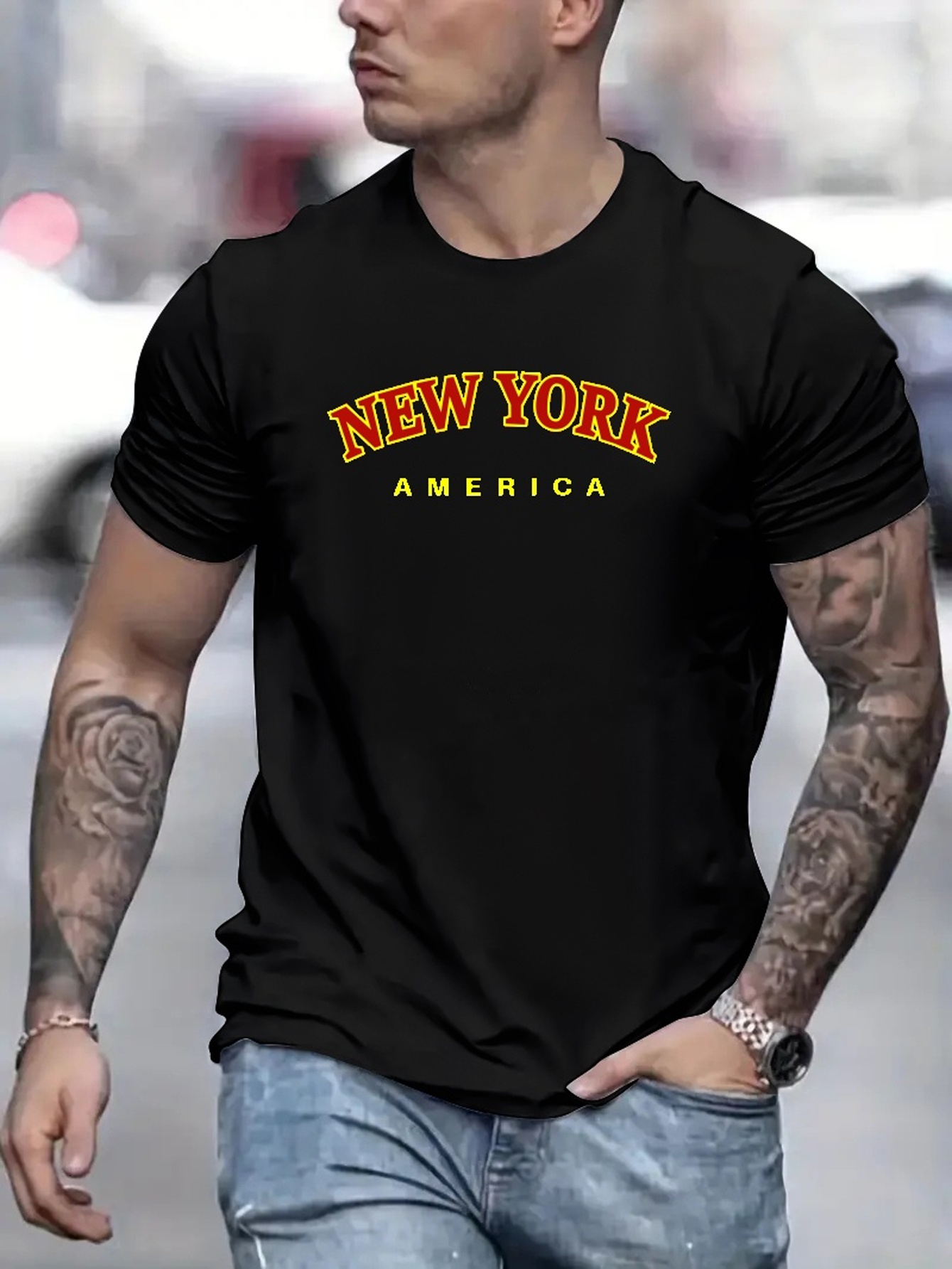 New York Camiseta Hombre Impresa Verano Aire Libre Ropa Temu Spain