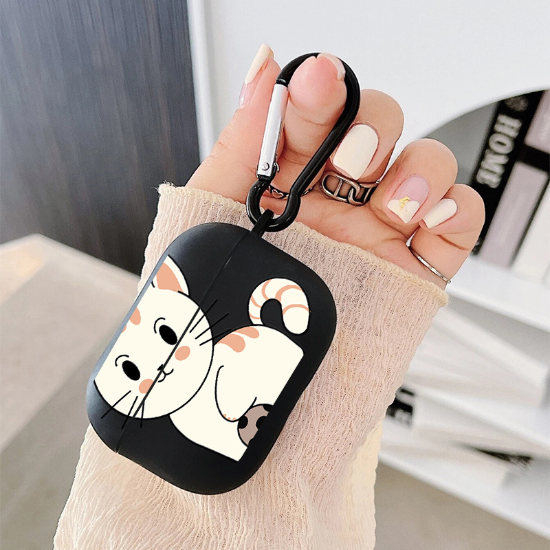 

Cute Cat Graphic Earphone Case For Apple Airpods1/2, Airpods3, Airpods Pro, Airpods Pro (2nd Generation), Luxury Silicone Cover Soft Earphone Protective Case Anti-fall