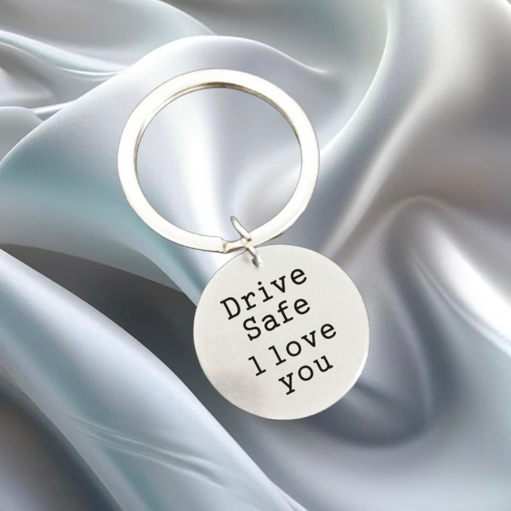 LIBOOI Drive Safe Keychain, Have Fun Be Safe Make Good Choices Stainless Steel Keychain Christmas Birthday Gifts