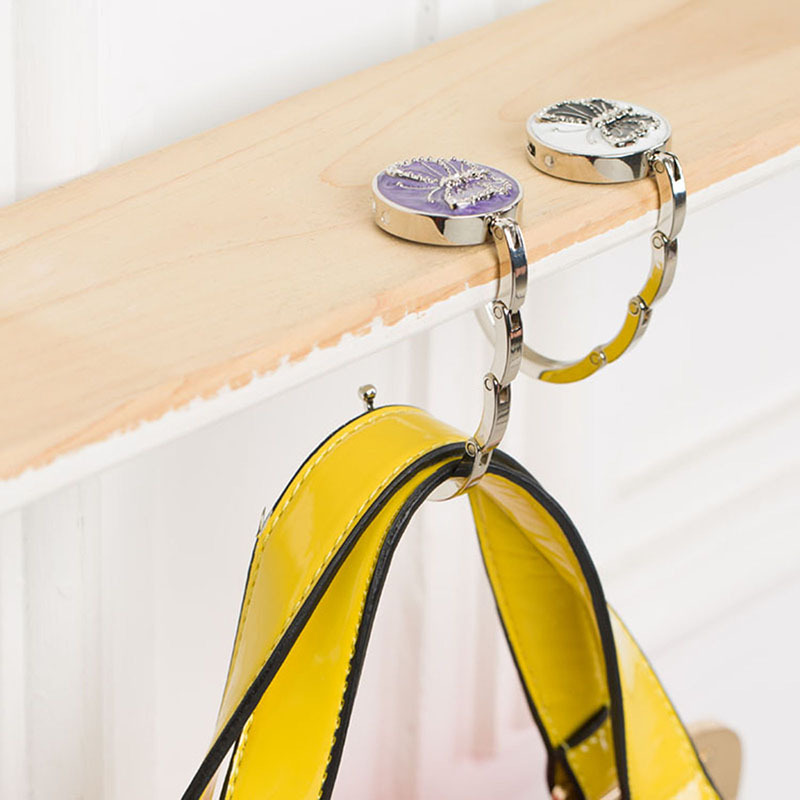 Portable Foldable Handbag Purse Holder Hook Hanger Table Edge Hanging Hooks  for Handbag Decoration Women Bag Organizer