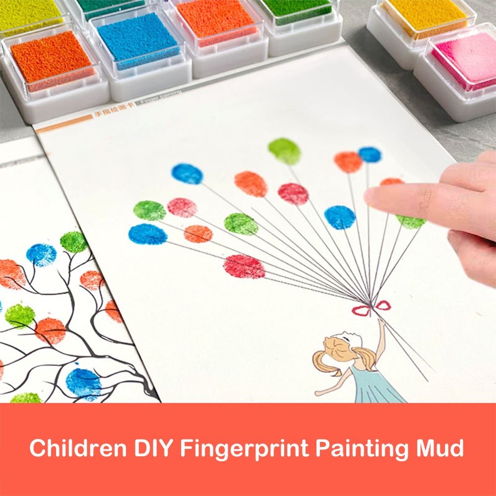 Acheter Estampage clair peinture à la main tampon encreur doigt dessin  empreinte digitale peinture boue maternelle
