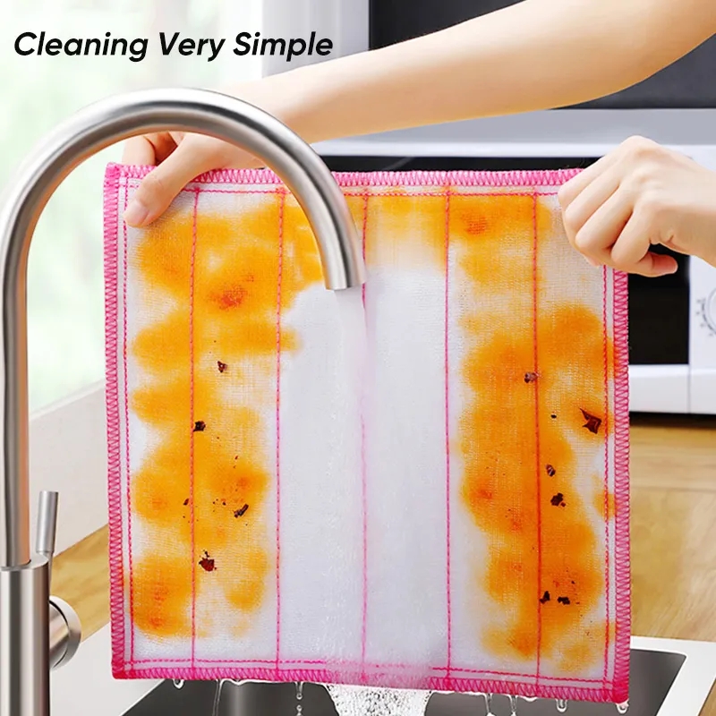 Thick Kitchen Towel Dishcloth Household Kitchen Rags Gadget Microfiber  Non-stick Oil Table Cleaning Wipe Cloth