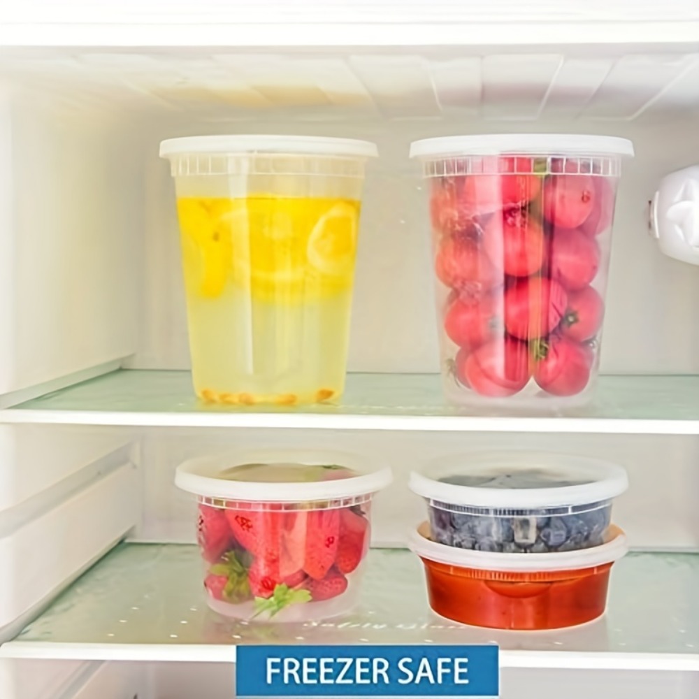 8 oz. Plastic Microwaveable Deli Freezer Container w/Lid 12 Pack -100% BPA  Free!