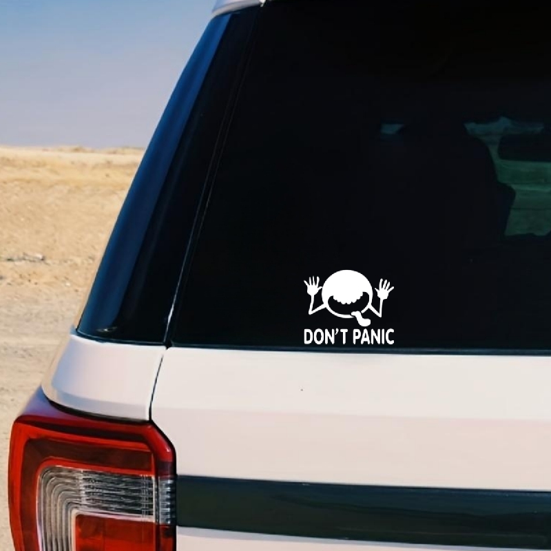 Hitchhiker's Guide to The Galaxy Don't Panic Decal Vinyl Sticker|Cars  Trucks Vans Walls Laptop| White |5.5 x 4.5 in|LLI237