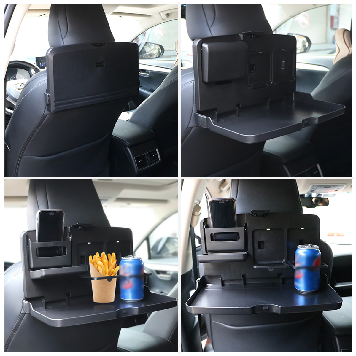 Car Multifunctional Folding Backseat Organizer And Tray Desk With Cup  Holder Car Travel Table