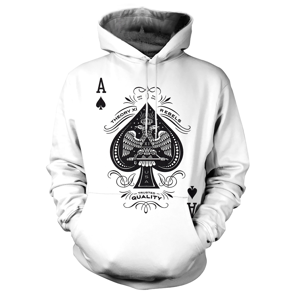 

3d Poker A Print Men's Trendy Long Sleeve Casual Sports Hoodie Sweatshirt, For Outdoor Sports In Autumn And Spring