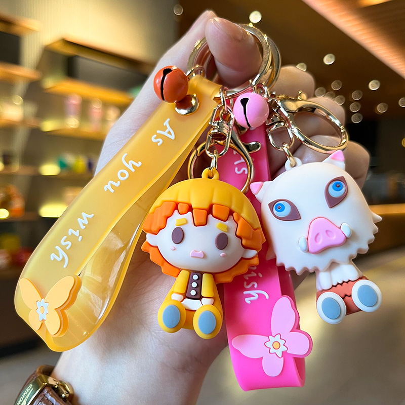 Car Key Chain Cartoon Silicone Doll Anime Decoration Cool Girl