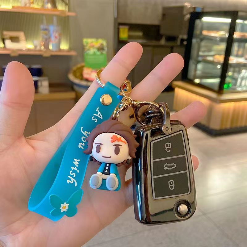 Car Key Chain Cartoon Silicone Doll Anime Decoration Cool Girl Pendant With  Lanyard Best Sellers For Car Accessories Women