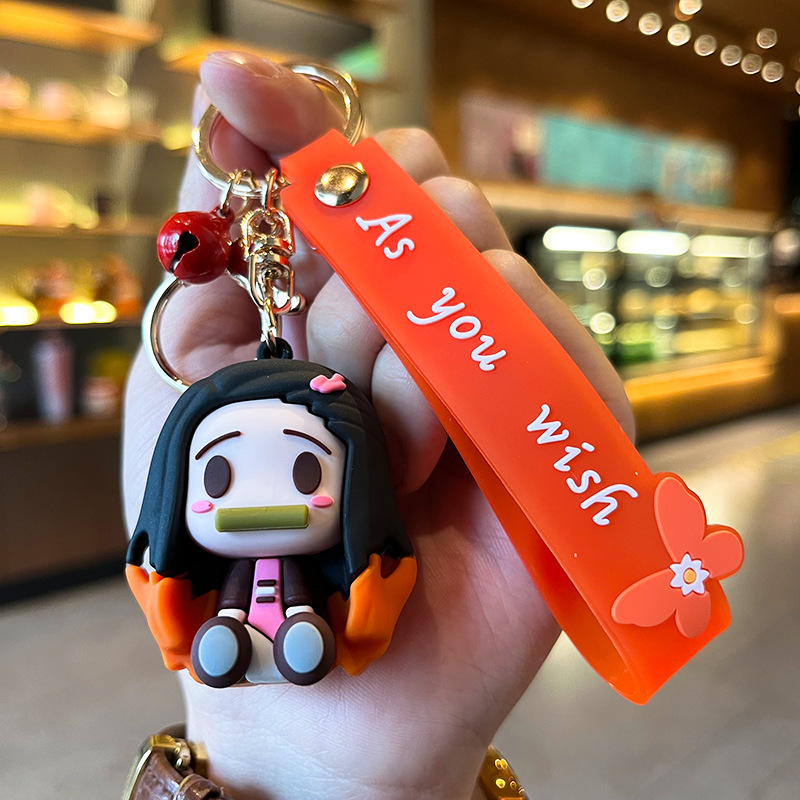 Car Key Chain Cartoon Silicone Doll Anime Decoration Cool Girl Pendant With  Lanyard Best Sellers For Car Accessories Women