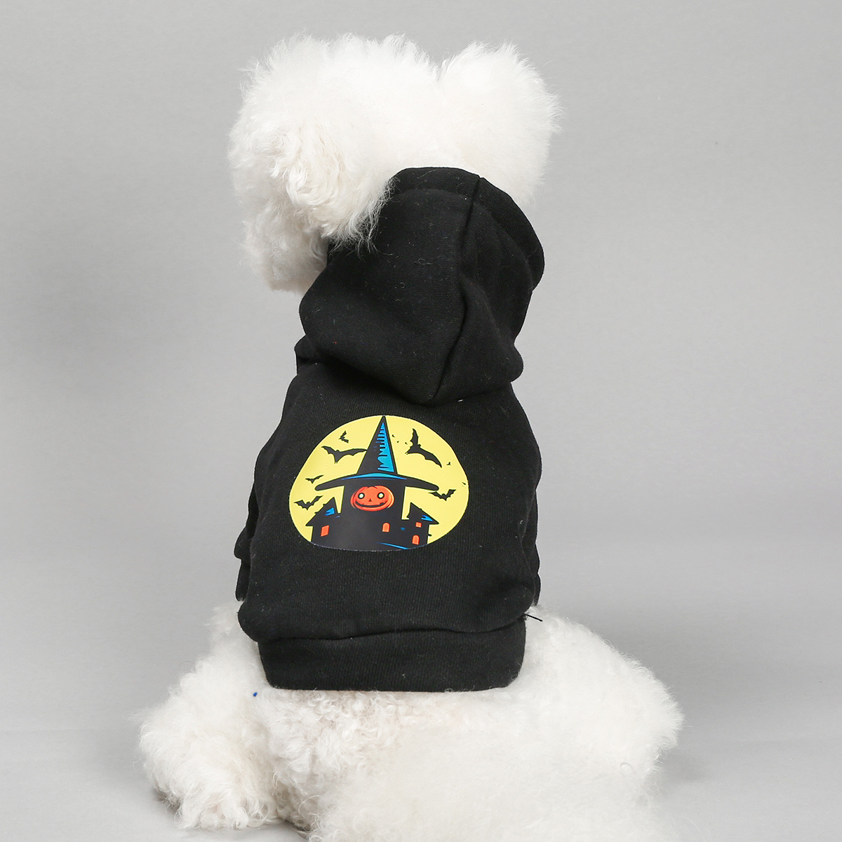 Halloween Pet Sweatshirt Pumpkin Castle Black Dog Hoodie Puppy