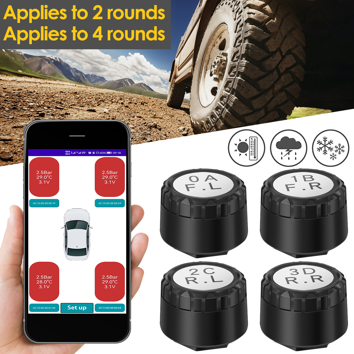 Motorcycle TPMS BT Tire Pressure Sensor External Tire Pressure Sensors