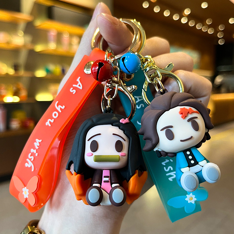 Car Key Chain Cartoon Silicone Doll Anime Decoration Cool Girl Pendant With  Lanyard Best Sellers For Car Accessories Women