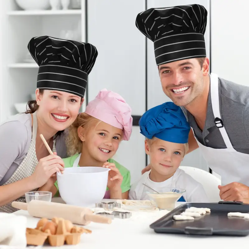Temu 4pcs, Adults Chef Hat, Chef for Men Women, Adjustable Cooking Hat with Elastic Band, Reusable Chefs Hat, Professional for Kitchen Coffee Restaurant