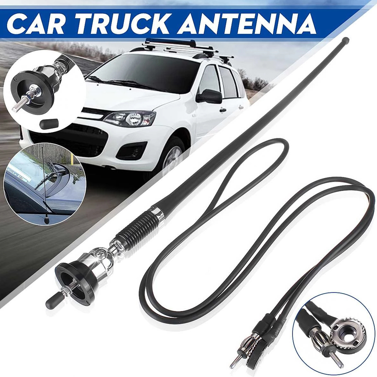 Antena de coche estéreo para coche, antena de radio FM AM montaje adhesivo  para coche, antena de parche oculto para vehículo, camión, SUV, estéreo de