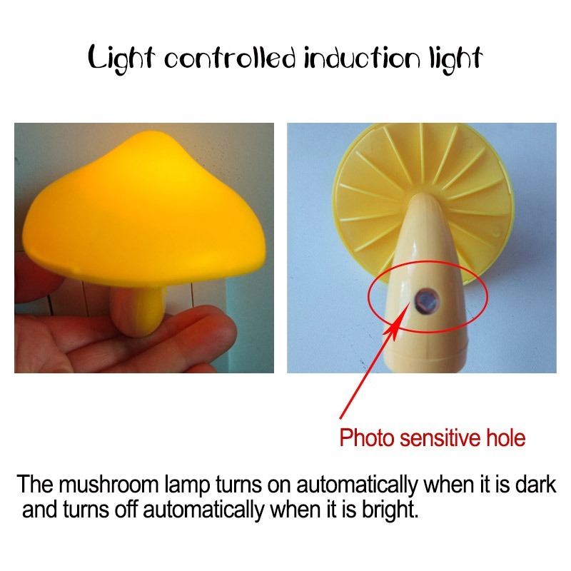 Lámpara decorativa LED con Sensor de luz en forma de seta, luz