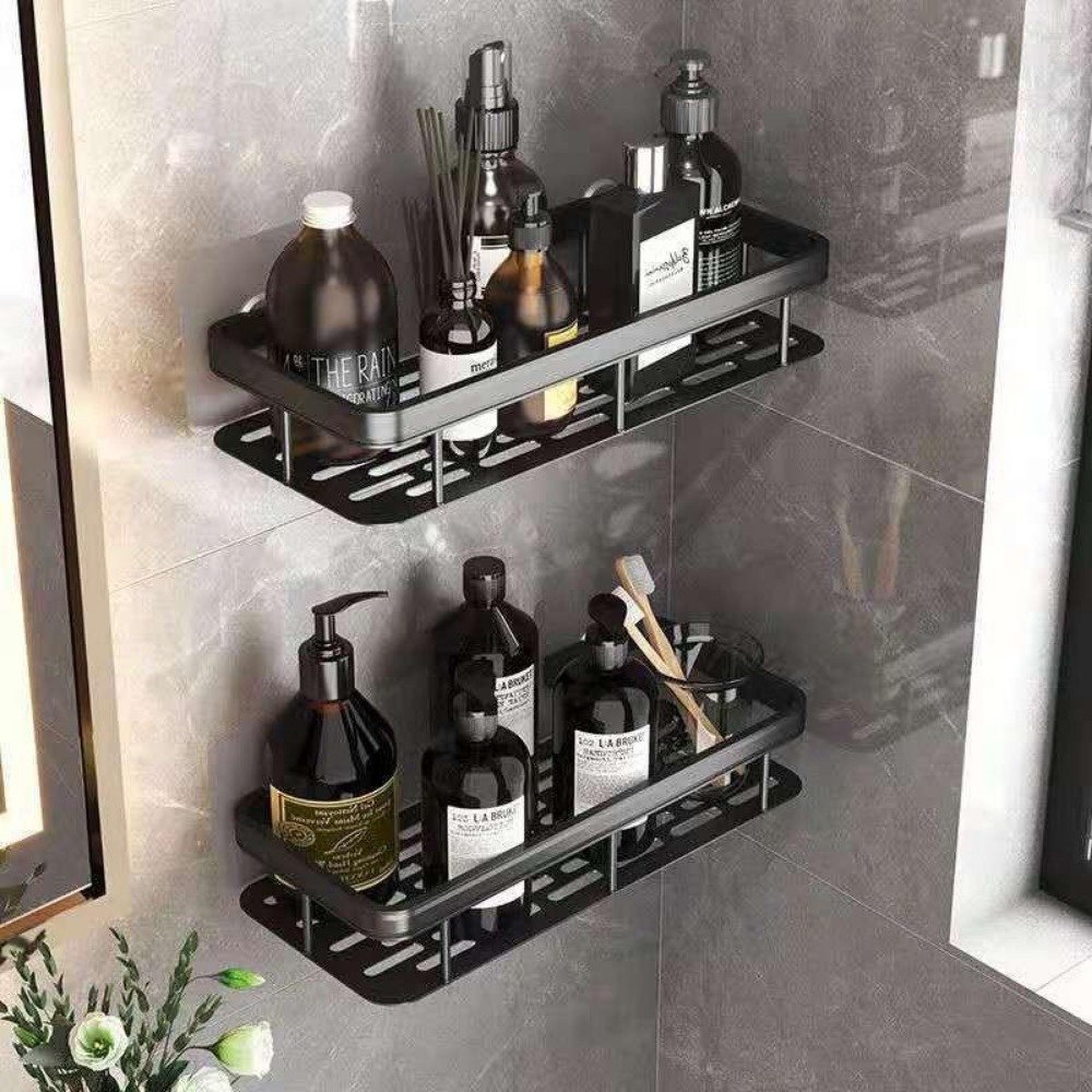 2pcs Shower Caddy Shelf Accessories Modern Matte Black Bathroom Corner  Shelves Kitchen Wall Shelf Shower Shampoo