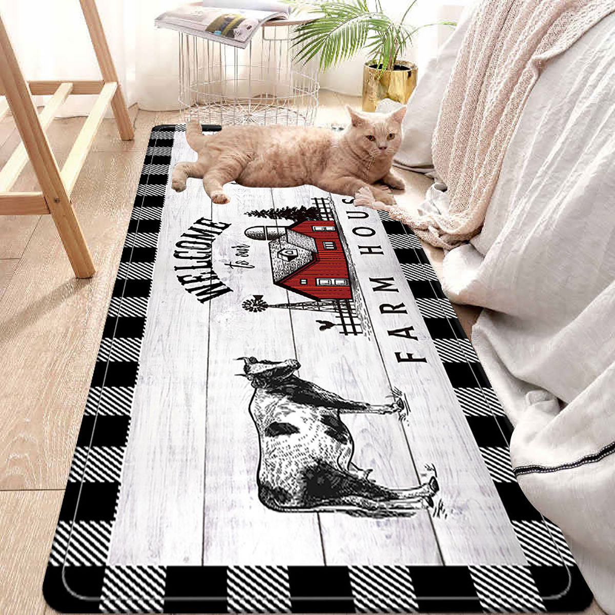 christmas Wooden Cow' Kitchen Floor Mat, Non-slip Oil-proof Floor Waterproof  Kitchen Mat, Dirt-resistant Floor Mat, For Entrance Kitchen Living Room  Laundry Bathroom Home Decor, Room Decor - Temu