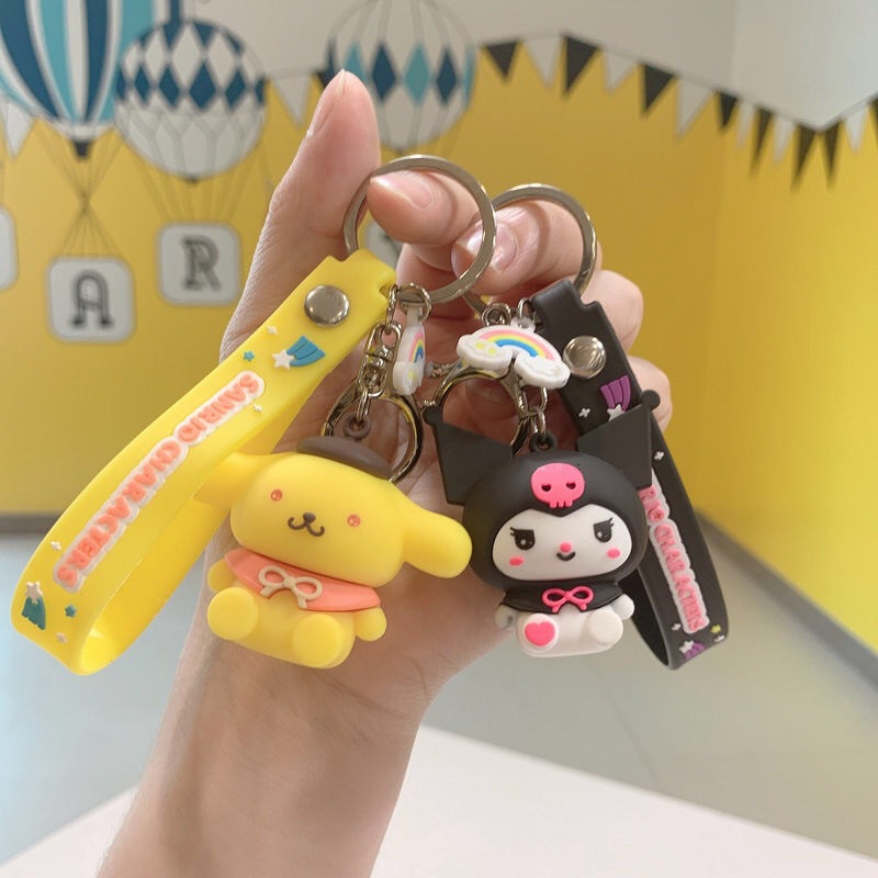 Porte-clés peluche kawaii Sanrio Hello Kitty 12cm, jouets My Melody  cannelle Drag Bear, poupée douce en peluche, pendentif, cadeau de noël pour  enfants 