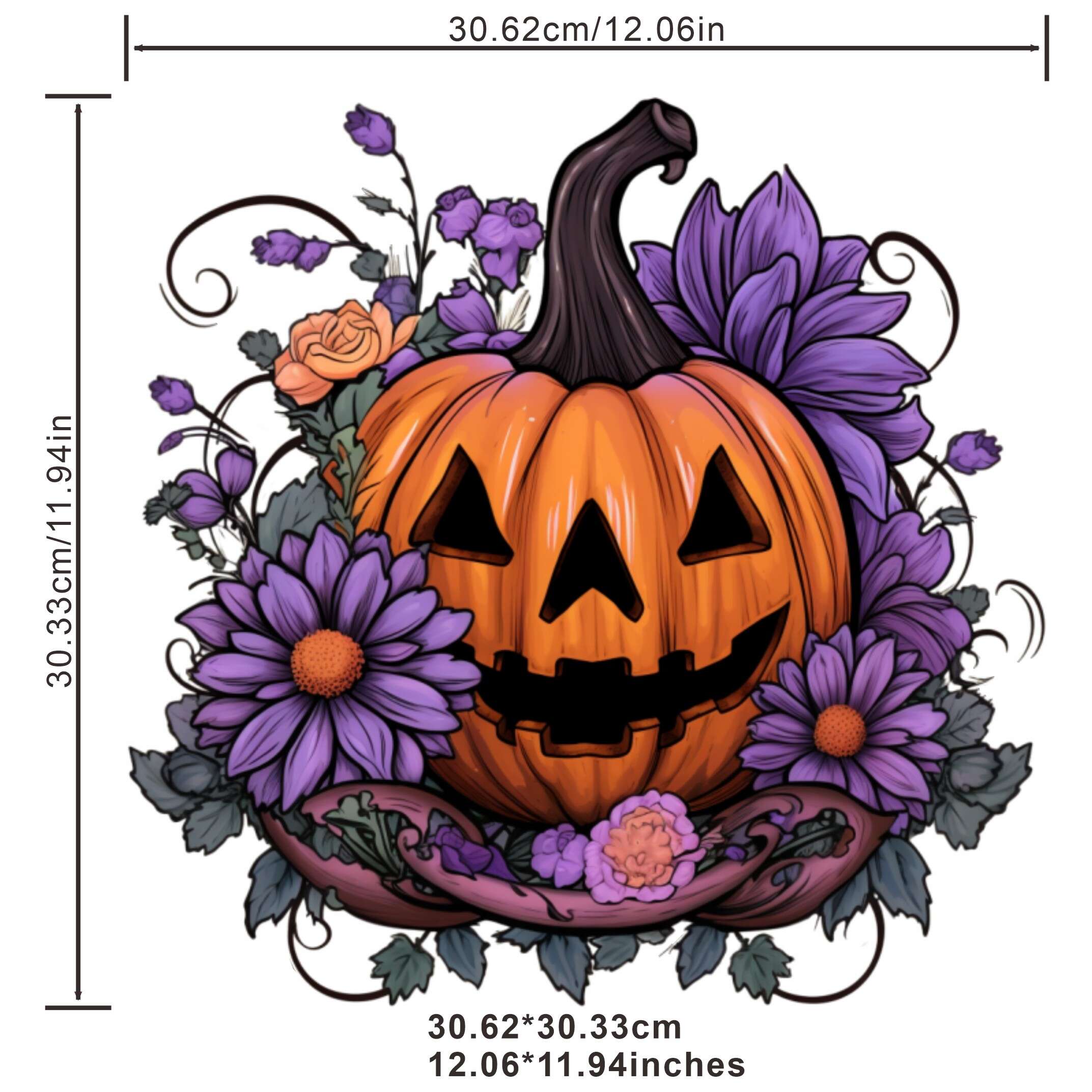 Artistic Pumpkin Decorated With Flowers Stickers For Men - Temu