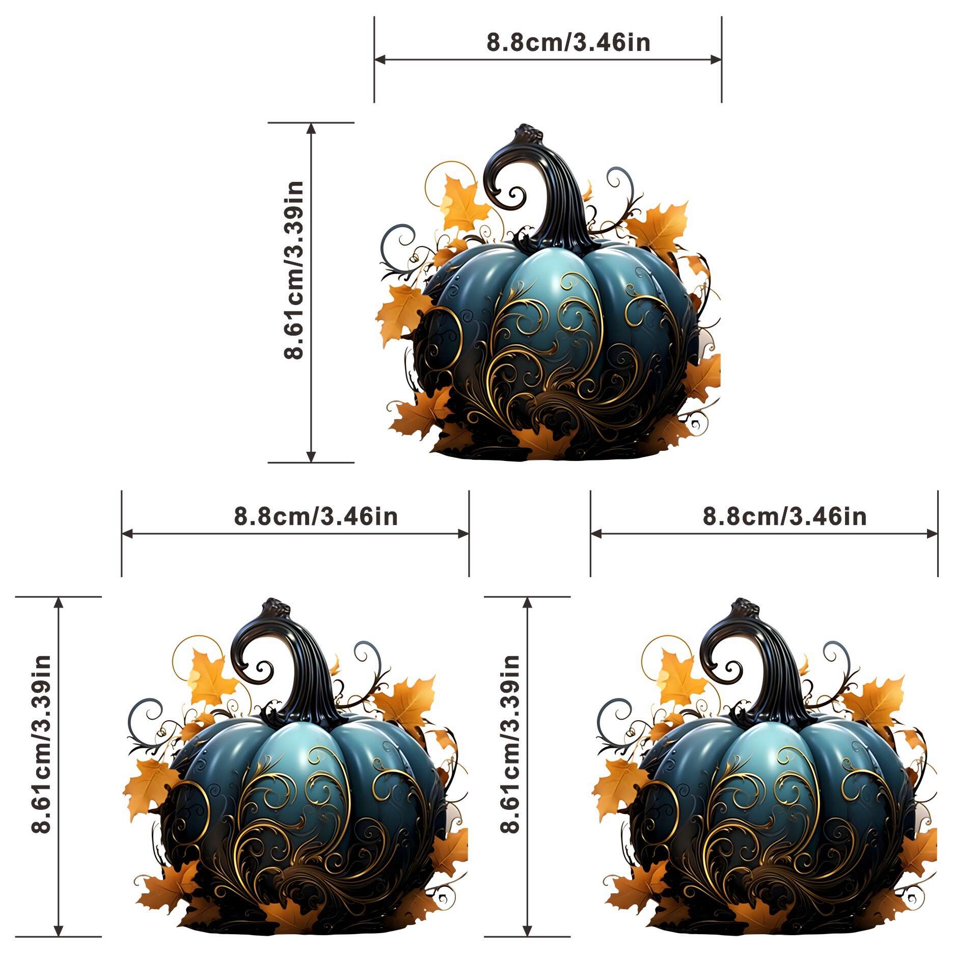 Artistic Pumpkin Decorated With Flowers Stickers For Men - Temu