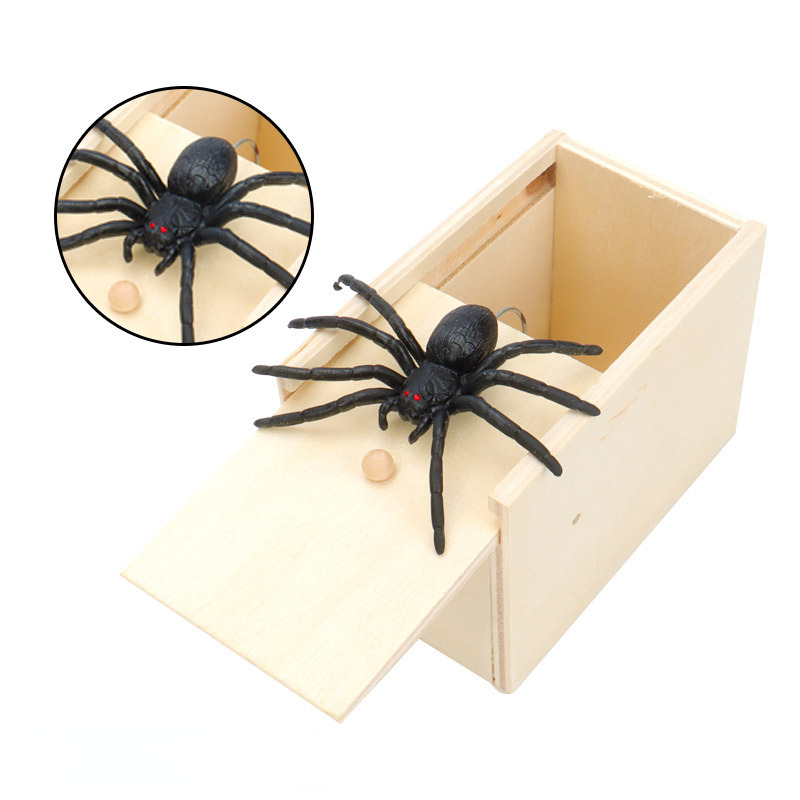 Caja de miedo de madera para broma, juguete de asusto, araña, gusano,  mordaza, broma, regalo del día de los inocentes, caja sorpresa, juguete de