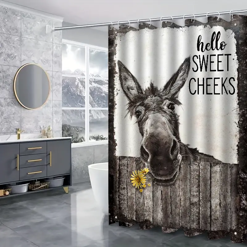 Donkey Printed Bathroom Set Waterproof Polyester - Temu