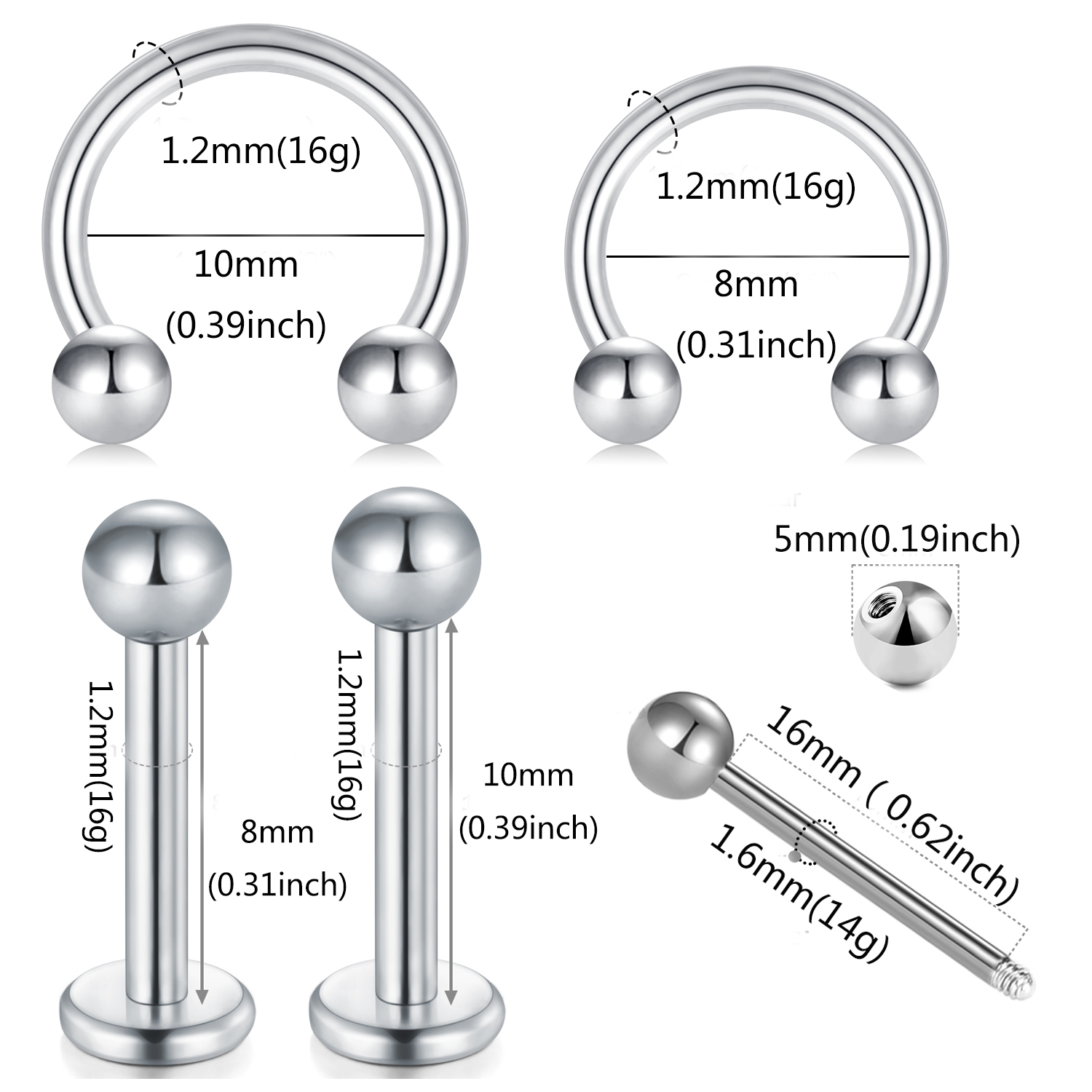 Body Piercing Kit Stainless Steel Piercing Barbells - Temu