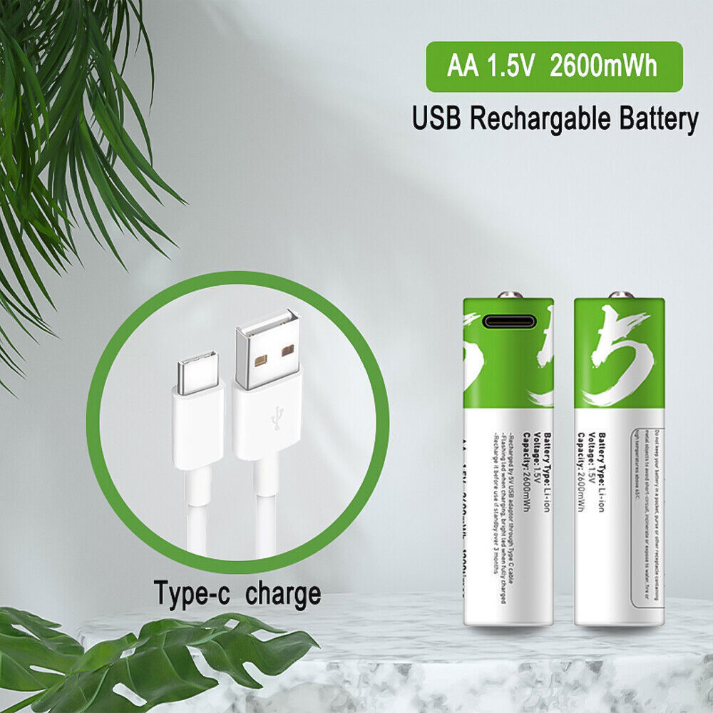 Batería recargable AA de 1,5 V y 1,5 V, pila recargable de iones de