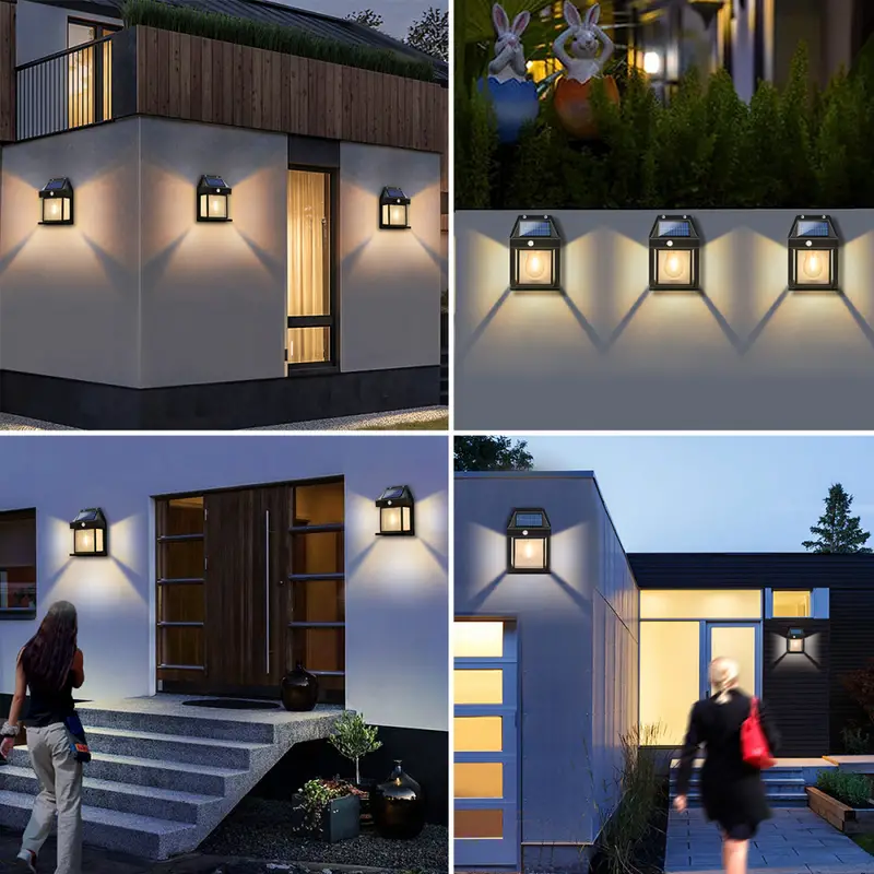 1pc new solar wall lamp outdoor waterproof intelligent induction tungsten filament lamp courtyard garden villa 3