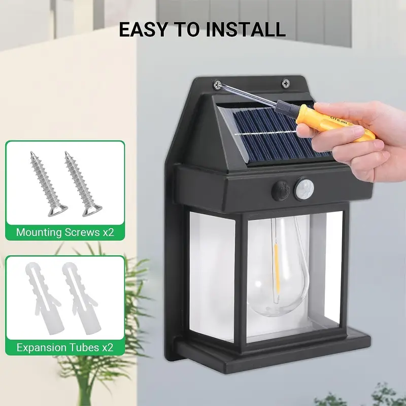 1pc new solar wall lamp outdoor waterproof intelligent induction tungsten filament lamp courtyard garden villa 5