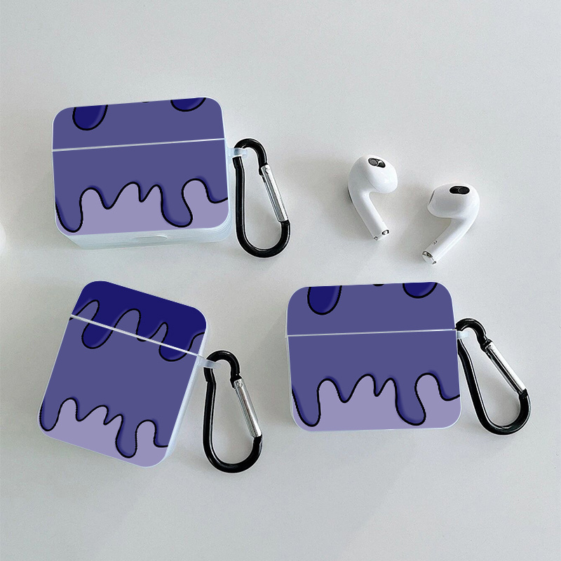 

Purple Patchwork Graphic Earphone Case For Airpods 1/2/3/pro/pro (2nd Generation), Cartoon Graphic Gift For Birthday, Girlfriend, Boyfriend, Friend