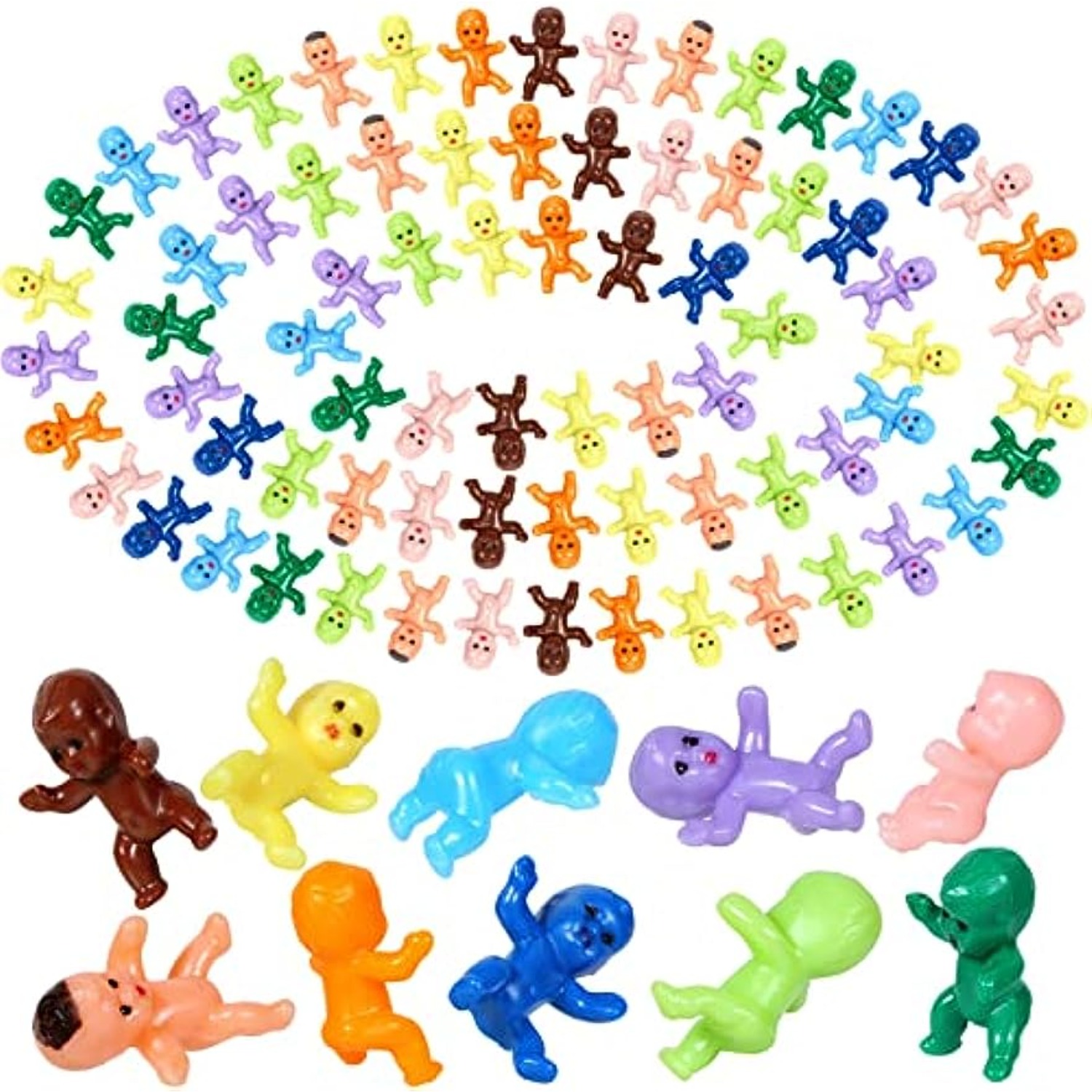 12pcs MINI PLASTIC BABIES All Skins Instant Collection Tiny Baby Dolls  Mardi Gras Mini Doll Shower Party Favors Toys Crafting Supply Lot