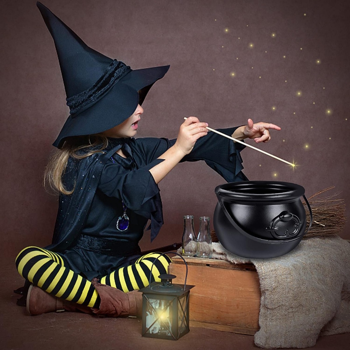Caldero de bruja Soporte para dulces de Halloween Caldero de bruja de  Halloween, caldero de brujas, caldero, suministros para fiesta, disfraz de  olla