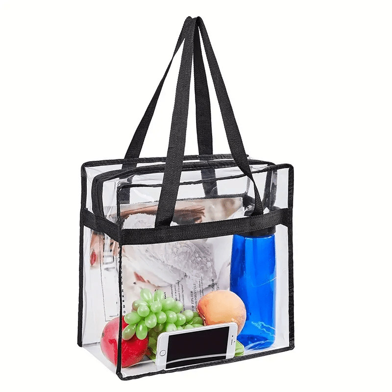 2 Pack Clear Stadium Approved Tote Bags, 12x6x12 Large Transparent Totes  with Zippers, Handles for Concerts, Sporting Events, Music Festivals, Work,  School, Gym