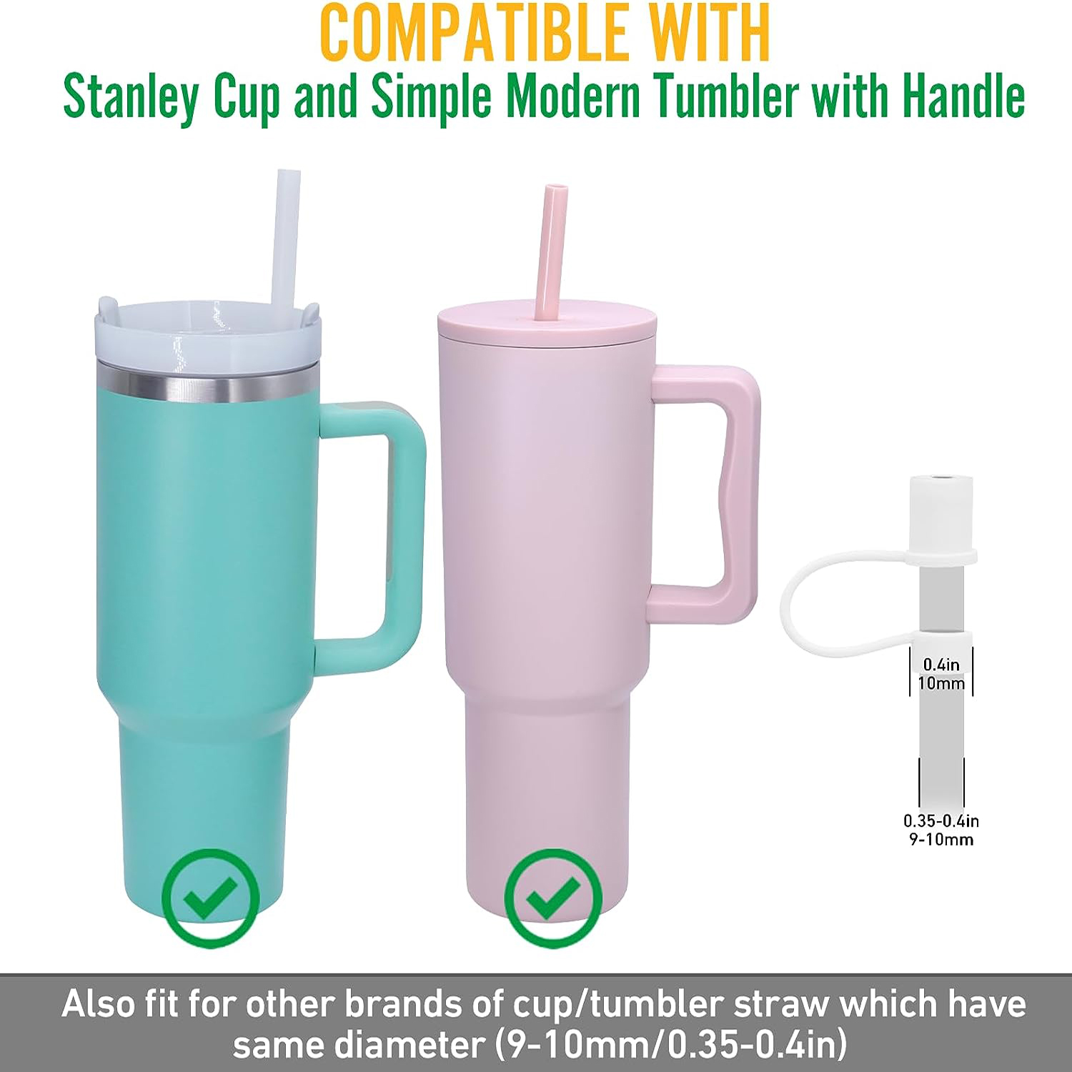 Cheap Straw Cover Cap For Stanley Cup Silicone Straw Topper Fit Stanley Oz  Tumbler With Handle 10Mm Drinking Straw Tip Covers