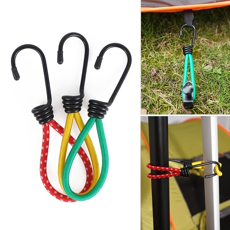 1pc Outdoor Bungee Cords With Hooks For Camping Tent Tarp Canopy, Elastic  Clothesline, Luggage Lashing Strap