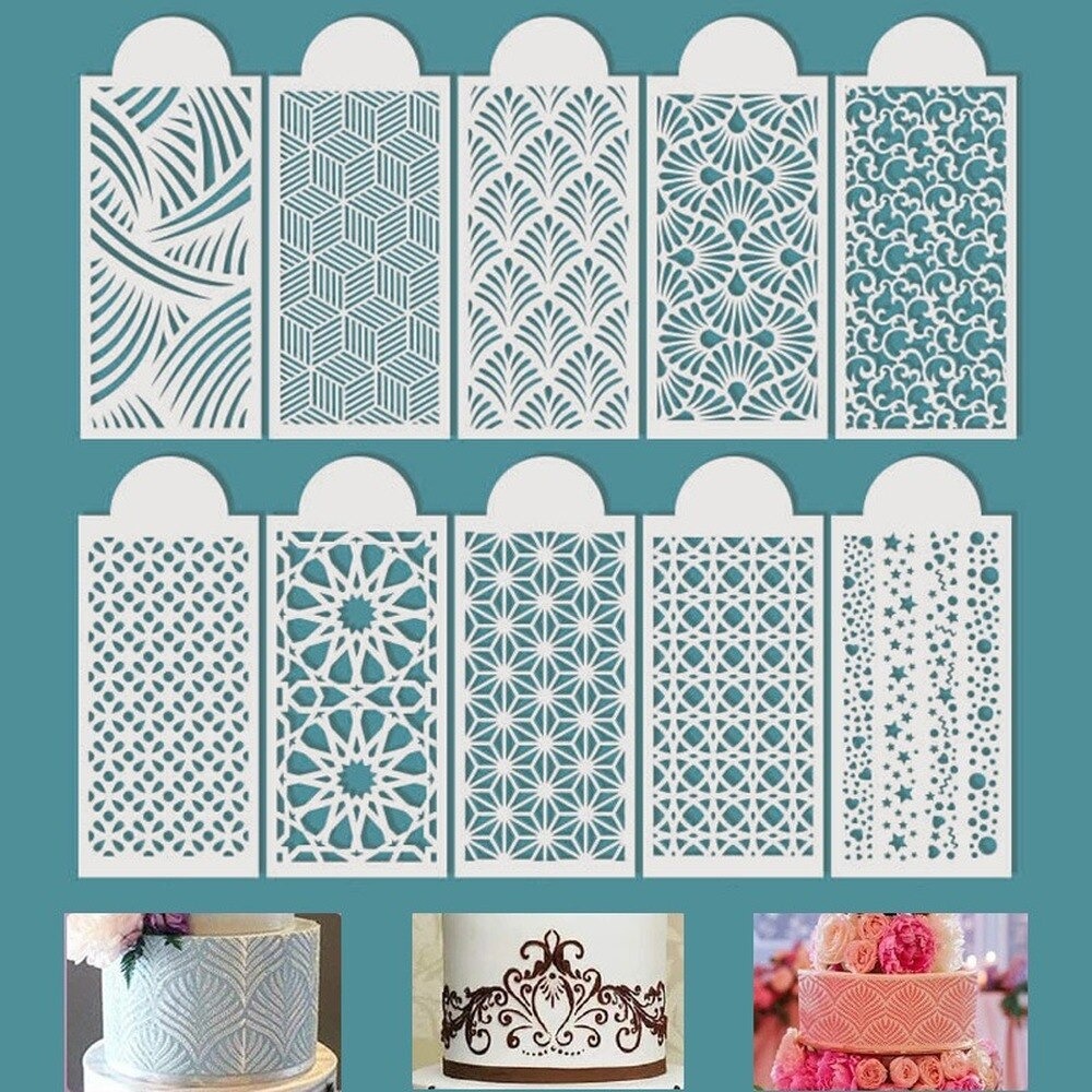  Cake Stencils & Templates Reusable Cake Spray Lace Edge Molds  Skull Gothic Cake Decorating Stencils Cookie Fondant Dessert Mesh Stencils  Baking Tool for Bakery Theme Party, 17cm x 17cm : Home