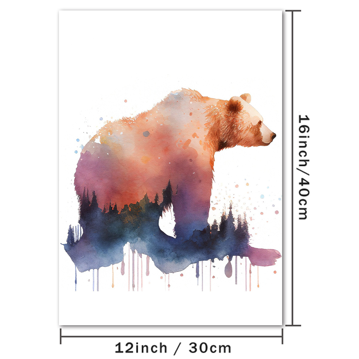 Grizzly Bear Painting, Animal art, Wall Decor, Personalized Canvas Print