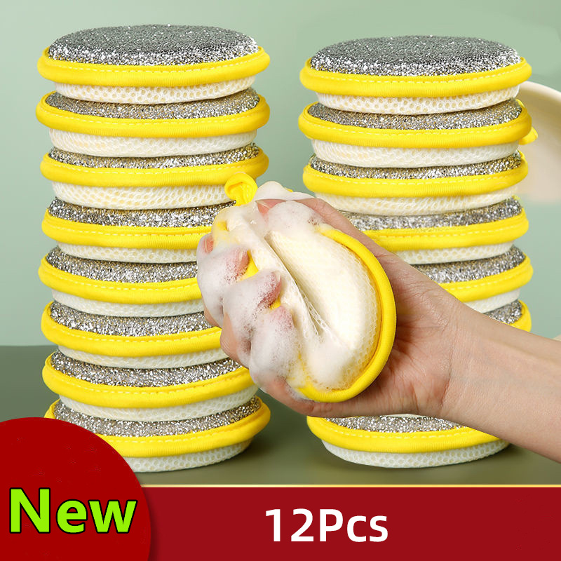 

12pcs, Dish Scrubbing Brush, Pot Scrubber, Microfiber Dish Cloths, Cleaning Sponge, Scouring Pads, Cleaning Tools, Kitchen Accessories, Kitchen Gadgets, Cleaning Stuff
