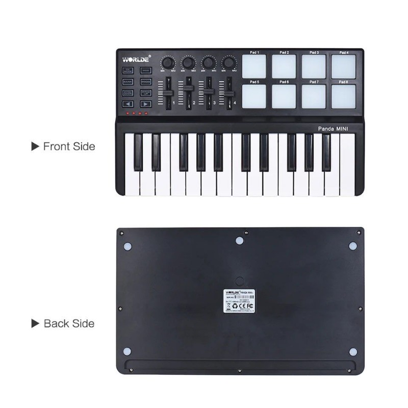 Teclado de control MIDI, teclado de control MIDI de 25 teclas, mini teclado  USB portátil, controlador MIDI con 25 teclas sensibles a la velocidad, 8  almohadillas retroiluminadas RGB, 8 perillas : : Instrumentos  musicales